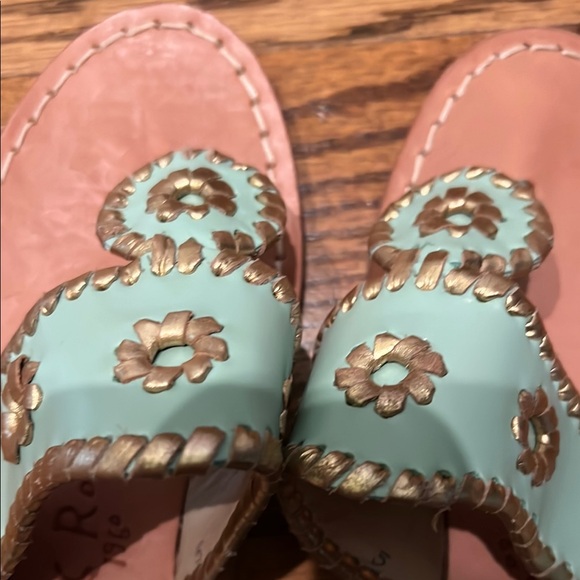 Jack Rogers Girls Jack Flat Sandals - Turquoise and Gold NWT size 5 - Picture 6 of 7